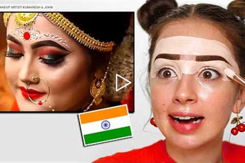 I Tried Following INDIAN BENGALI Bridal Makeup Tutorial