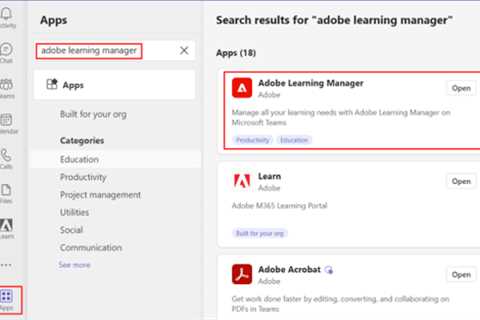 Adobe Learning Manager app in MS Teams